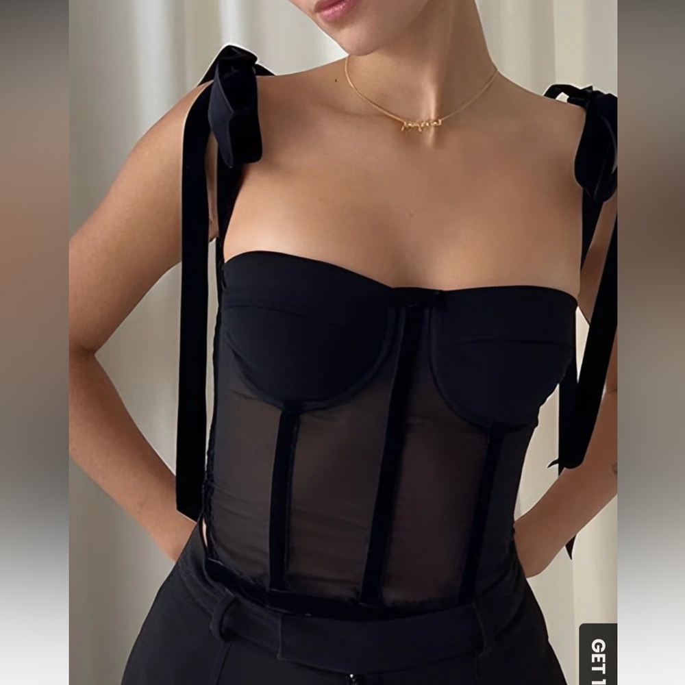 Tied Mesh Corset Crop Top - Commense NWT Never worn